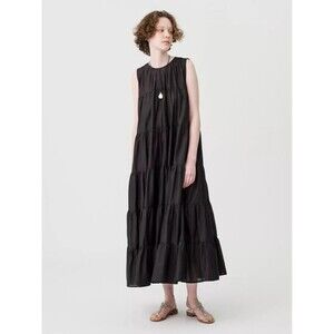 Merlette Ron Herman Caron Tiered Maxi Dress Black Sleeveless Swingy S 282727